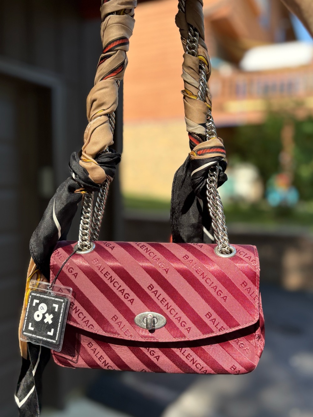 ✨ AUTHENTIC Balenciaga Round S Lock Shoulder Bag w/ Scarf & COA ✨